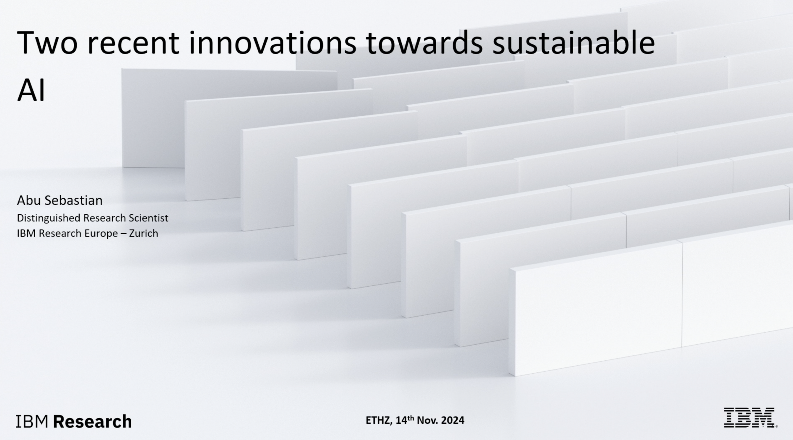 Two Recent Innovations Towards Sustainable AI Sebastian, Abu