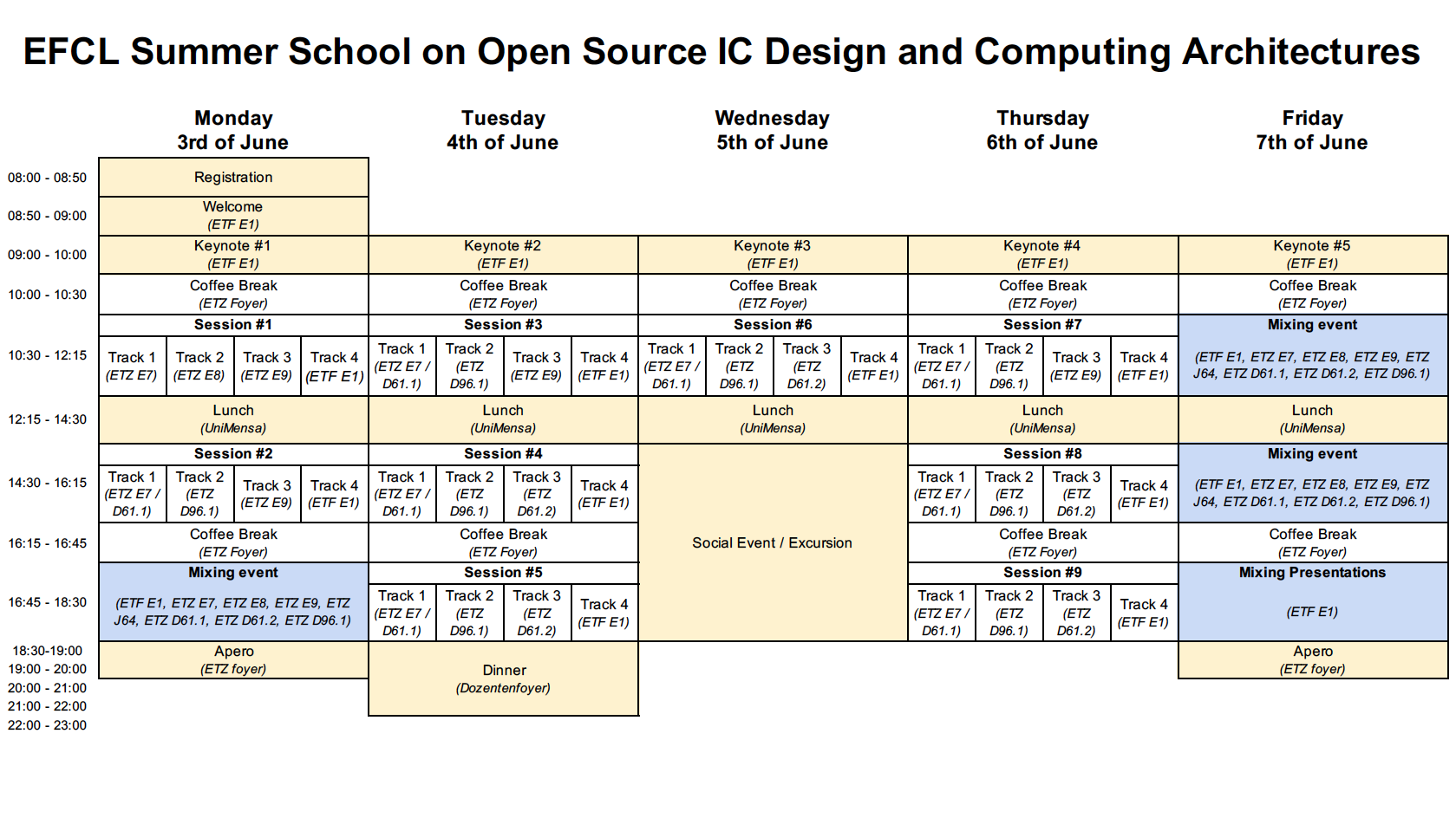 Timetable